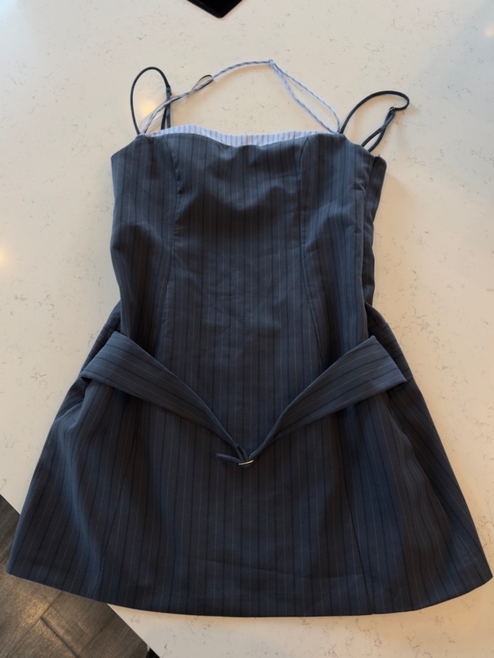 Zara Charcoal Pinstripe Mini Dress